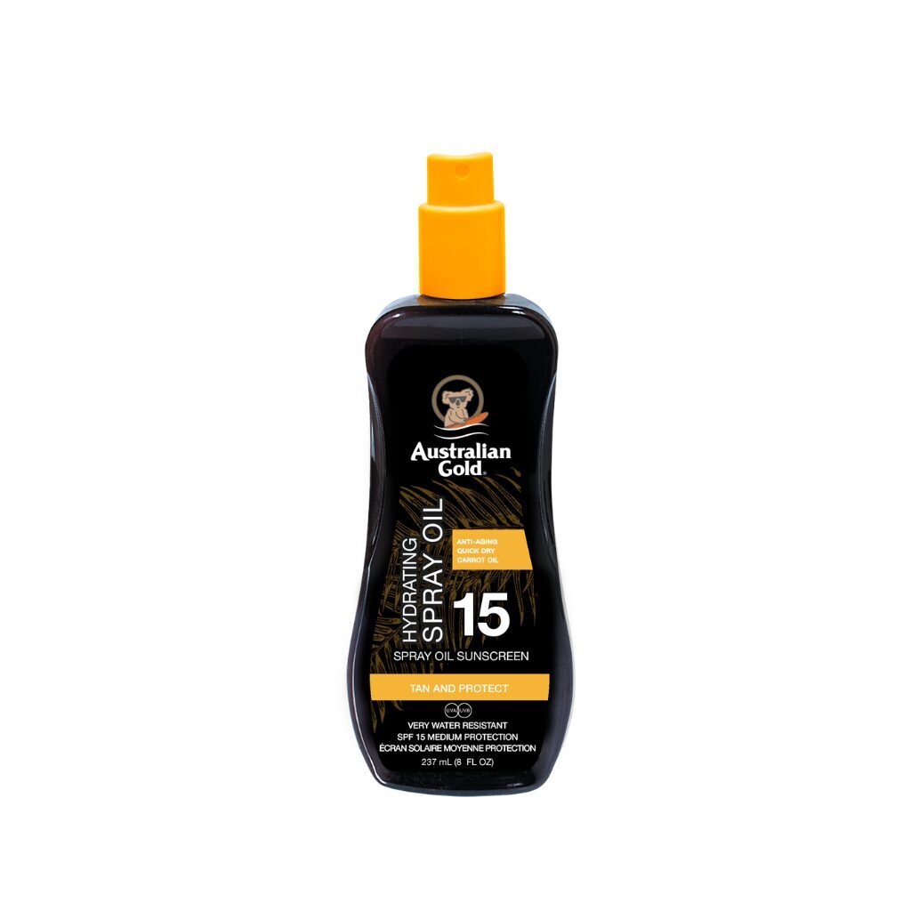 Australian Gold SPF15 Spray Oil 237ml, sauļošanās eļļa ar aizsargfiltru UVA/UVB