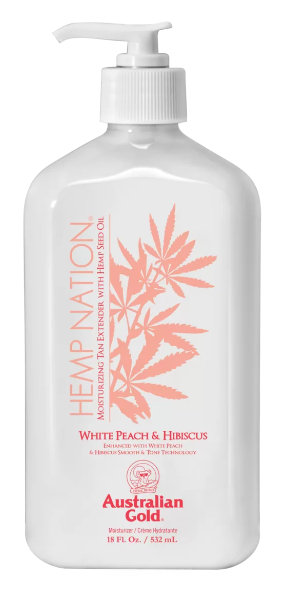 Australian Gold Hemp Nation WHITE PEACH & HIBISCUS 535ml, intensīvi mitrinošs pēcsauļošanās un ikdienas ādas mitrinātājs