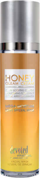 Devoted Creations Honey Gleam Cream Sejas sauļošanās maska ar tūlītēju mirdzošu krāsas toni