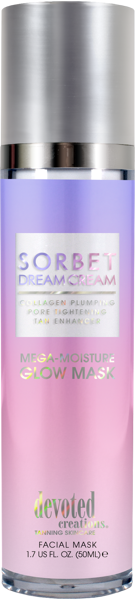 Devoted Creations Sorbet Dream Cream Sejas sauļošanās maska, kas izlīdzina ādas nepilnības